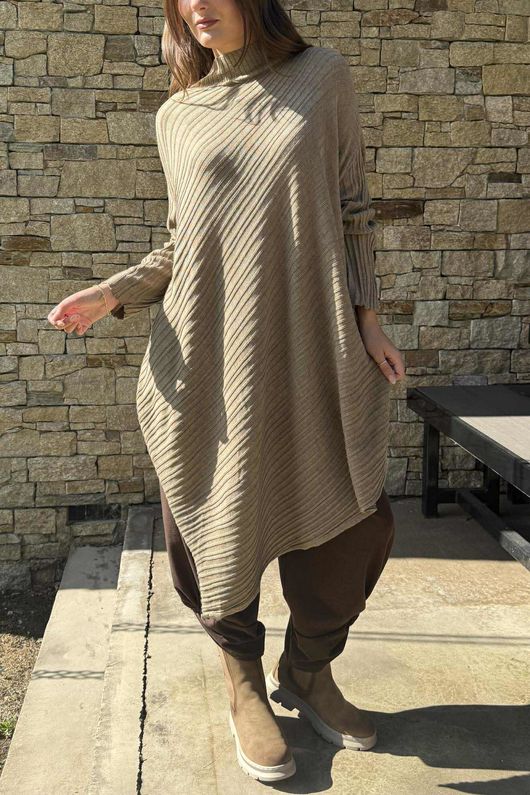 Skarsgard Asymmetric Knit Tunic Camel /24=